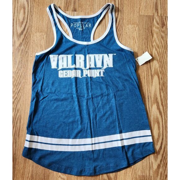 VALRAVN CEDER POINT Tank T-Shirt Size Medium Blue Racer-Back Tee Coverup Top - Picture 1 of 5